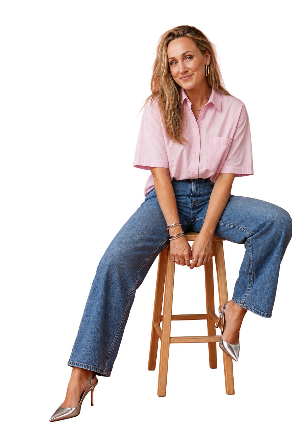 Jess sitting on a stool